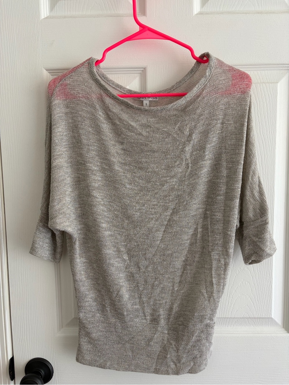 Moa Moa Metallic Light Gray Knit Top